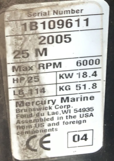 Mercury 25hp Outboard For Sale